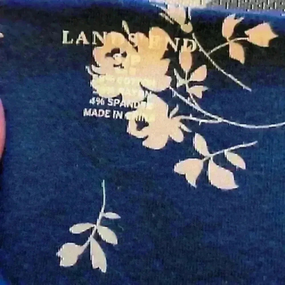 Lands'End Blue Floral Sleeveless Mock-Wrap Knit Dress